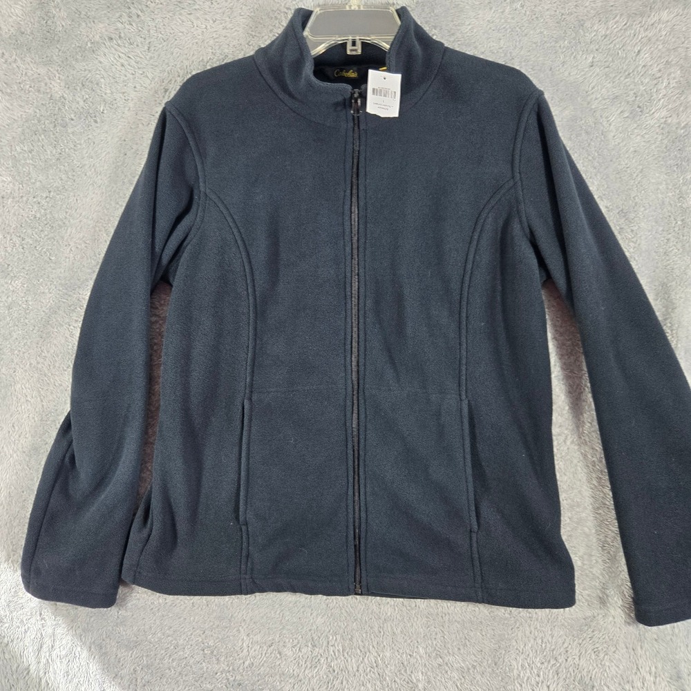 Cabelas Womens Fleece Jacket Large Anthracite Gray Full Zip Mock Neck NWT